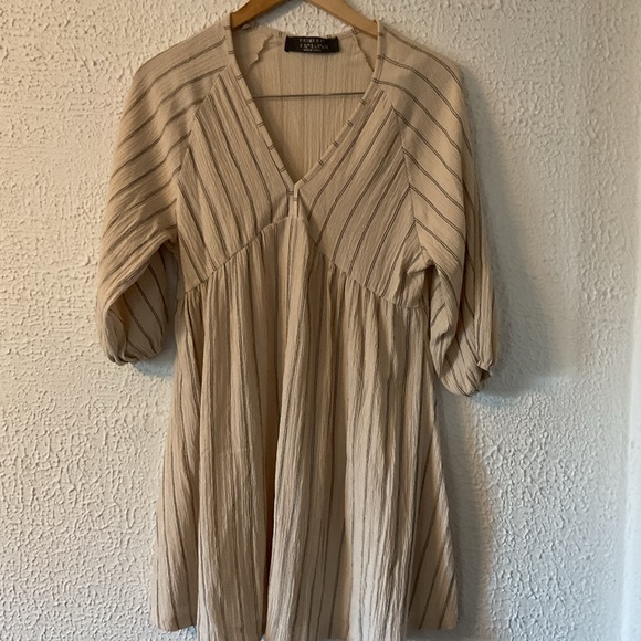 Primark Dresses & Skirts - Primark Cream V-Neck Striped Boho Dress